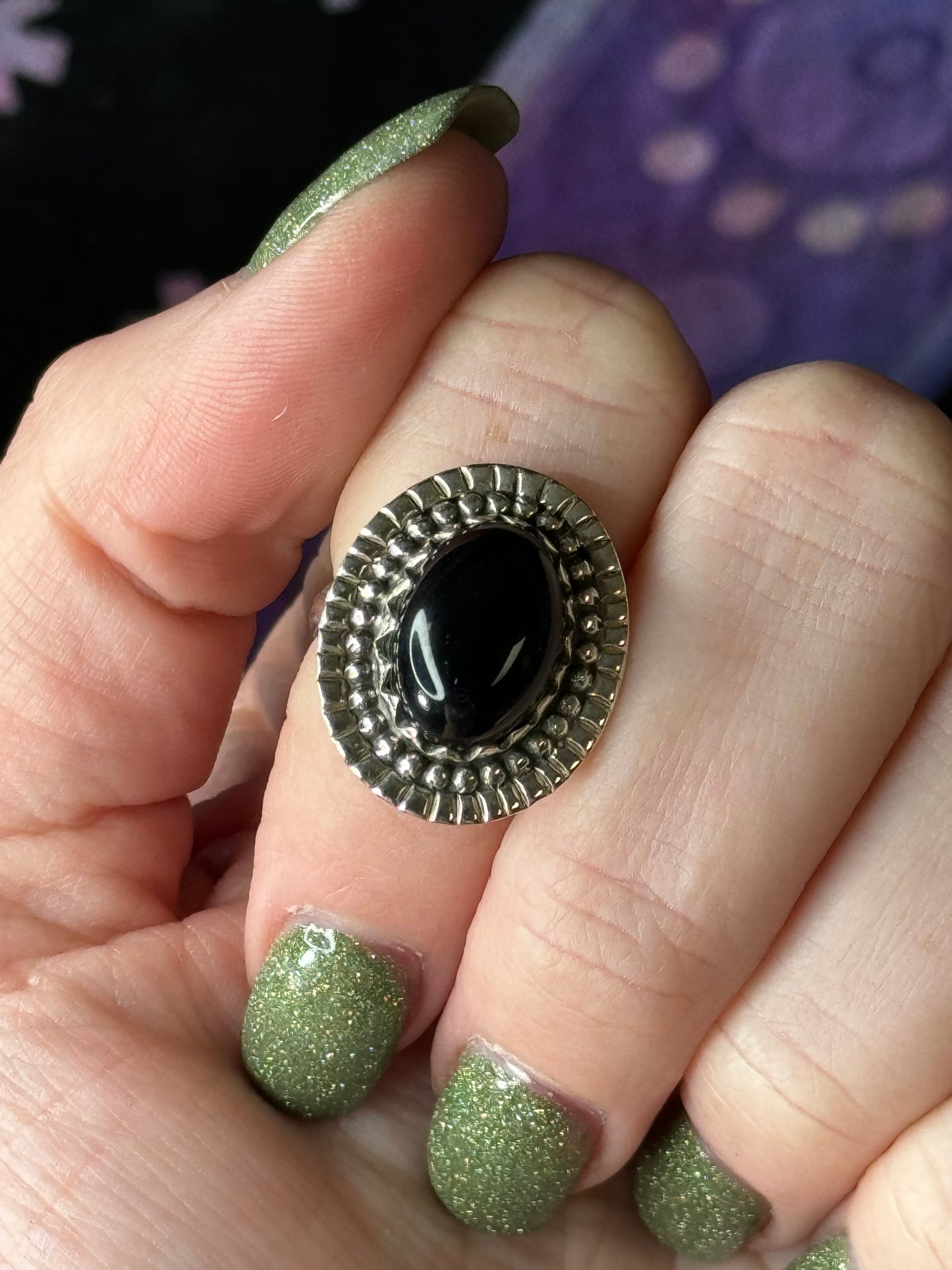 Size 5.25 Onyx sterling silver