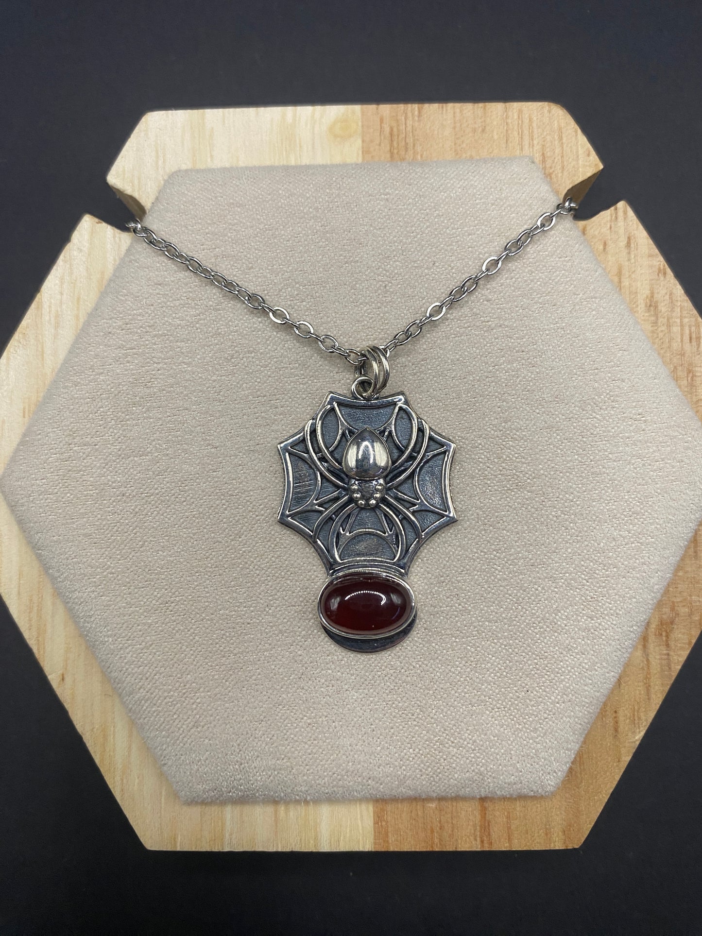 Garnet spider Sterling Silver