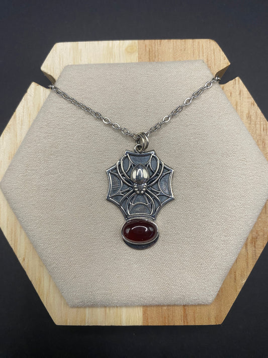 Garnet spider Sterling Silver