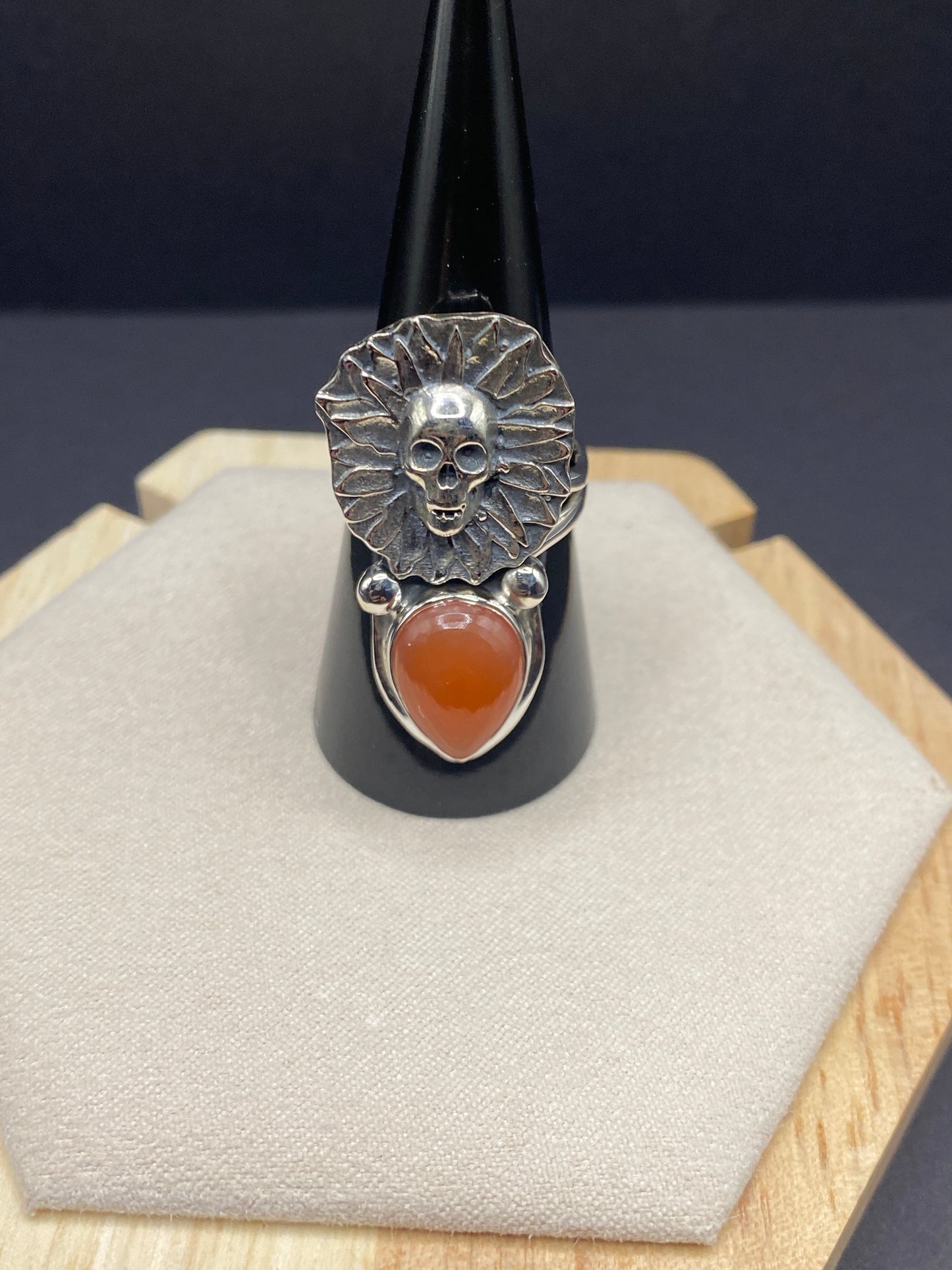 Adjustable size 5-10 carnelian sterling silver