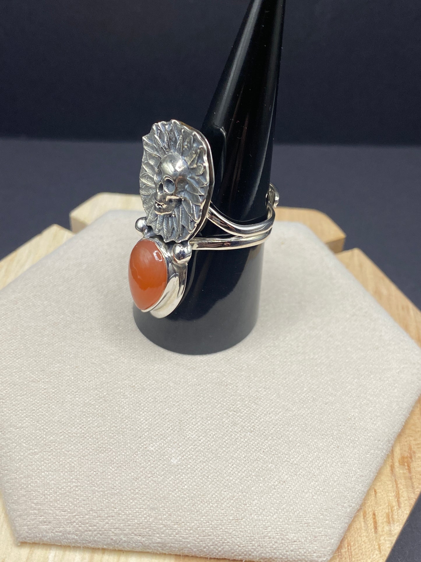 Adjustable size 5-10 carnelian sterling silver