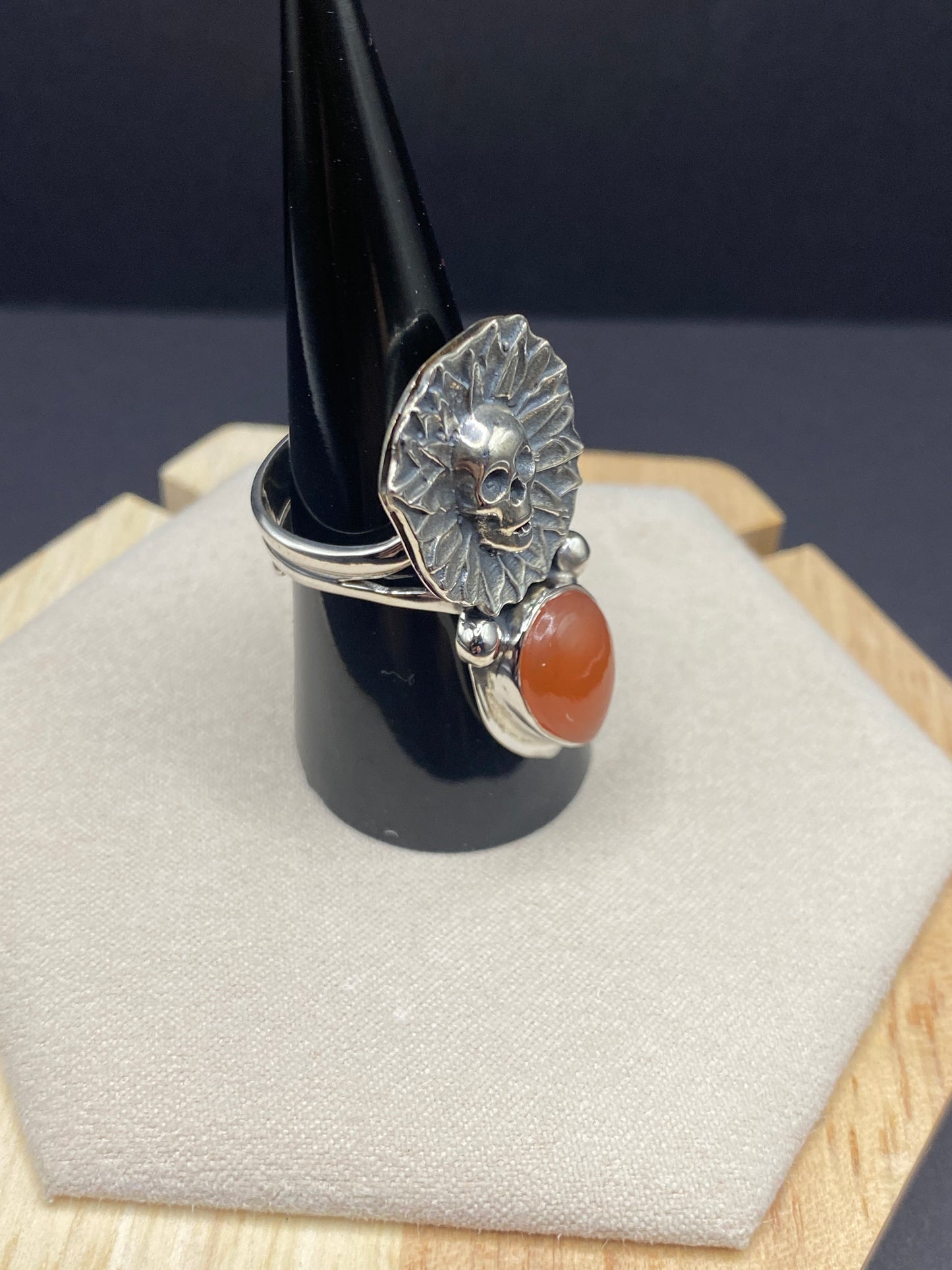 Adjustable size 5-10 carnelian sterling silver