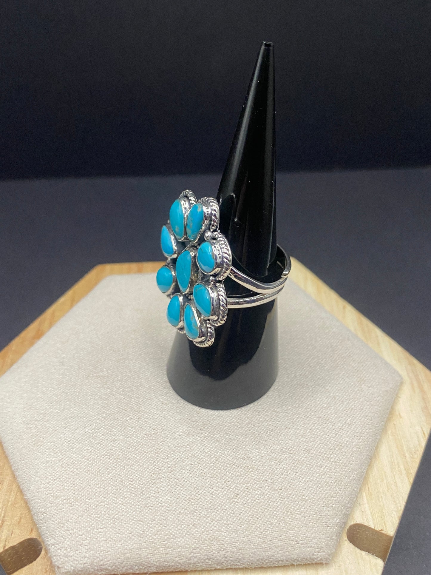 Adjustable size 5-10 turquoise sterling silver