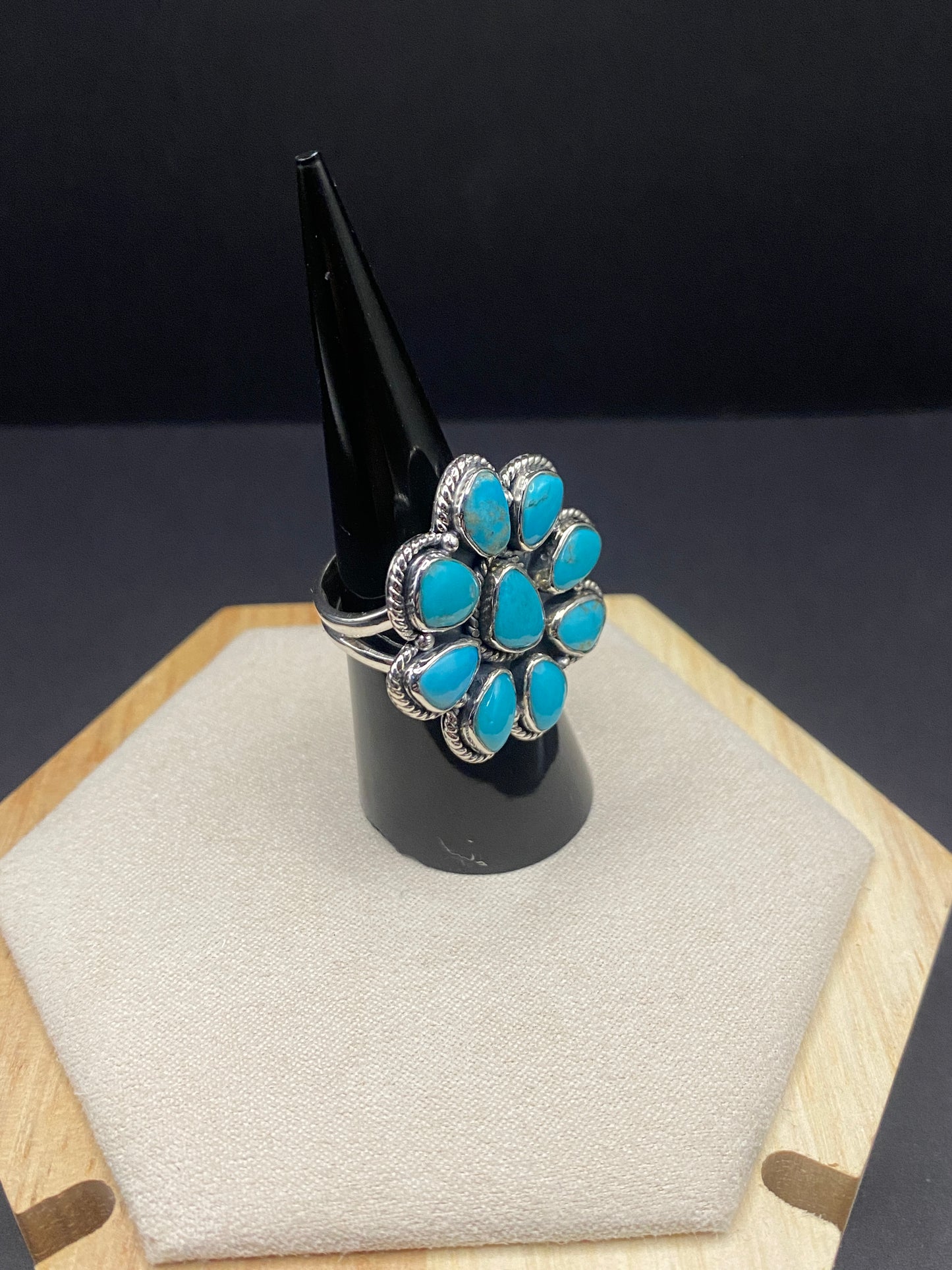 Adjustable size 5-10 turquoise sterling silver