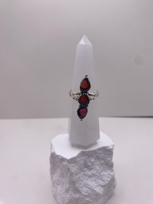 Size 10 garnet sterling silver