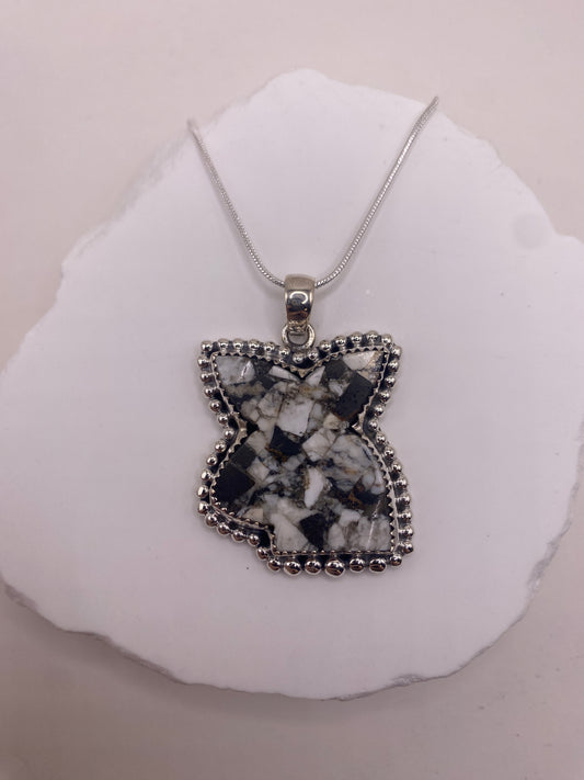 White buffalo stone Sterling Silver
