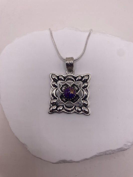 Purple copper turquoise Sterling Silver