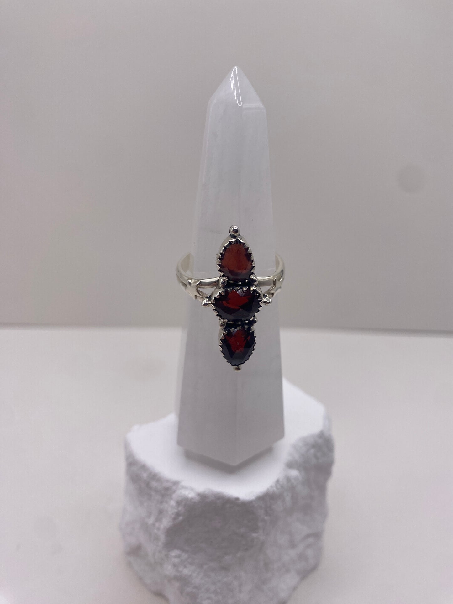 Size 9 garnet sterling silver