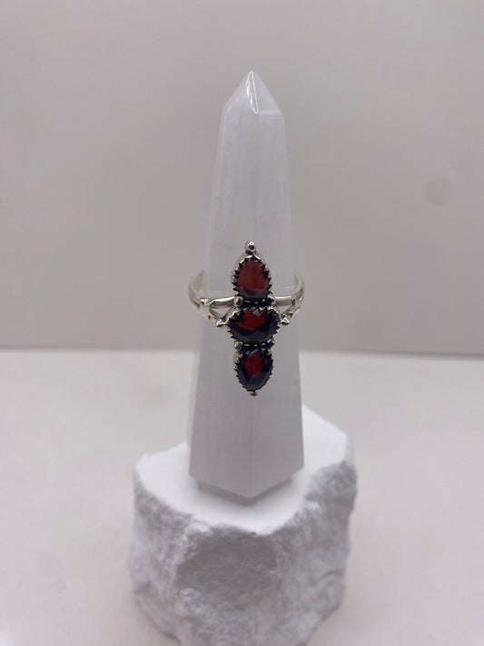 Size 9 garnet sterling silver