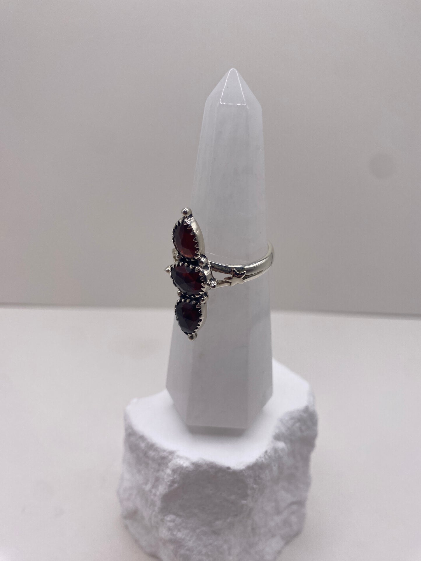 Size 9 garnet sterling silver