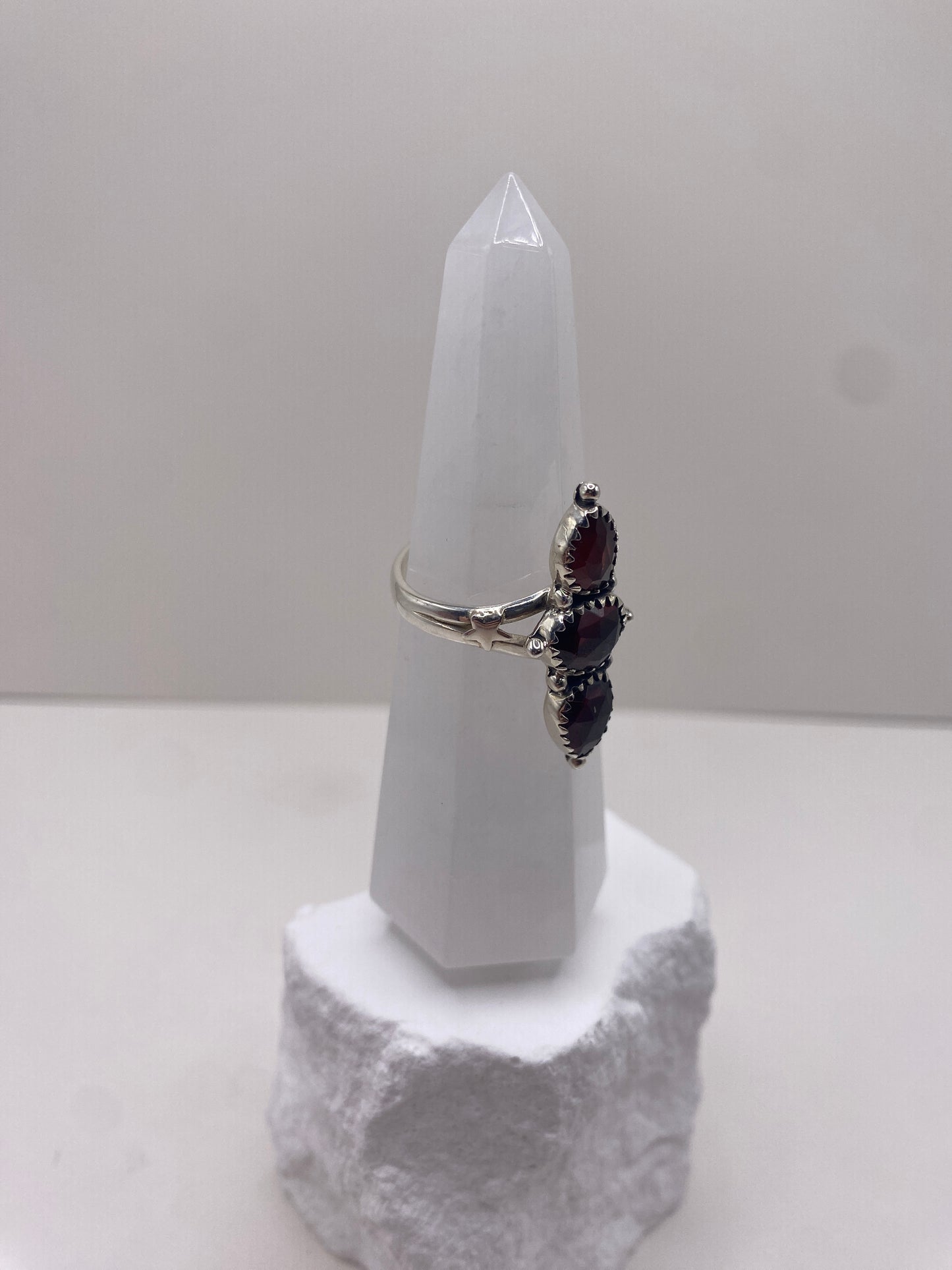 Size 9 garnet sterling silver