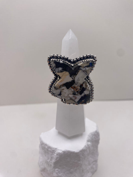 Size 7.5 white buffalo stone sterling silver