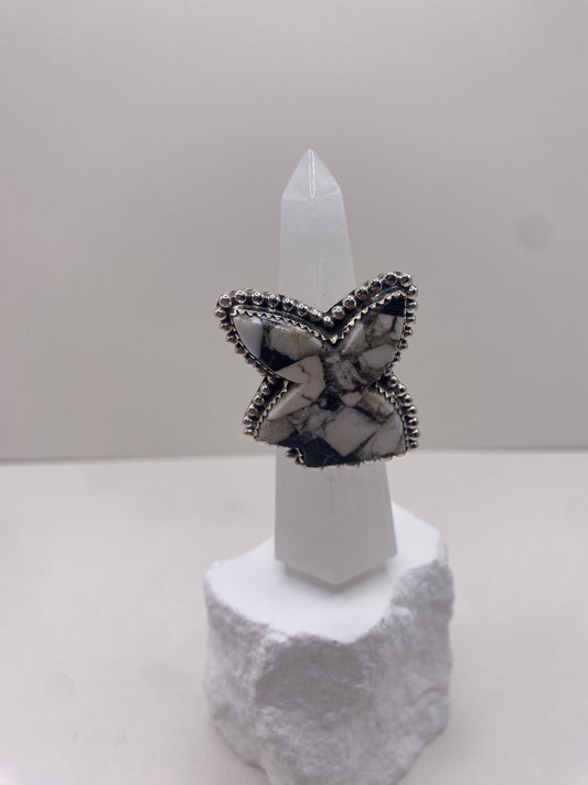 Size 8.5 white buffalo stone sterling silver