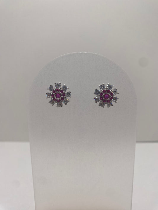 Hot pink topaz and quartz sterling silver