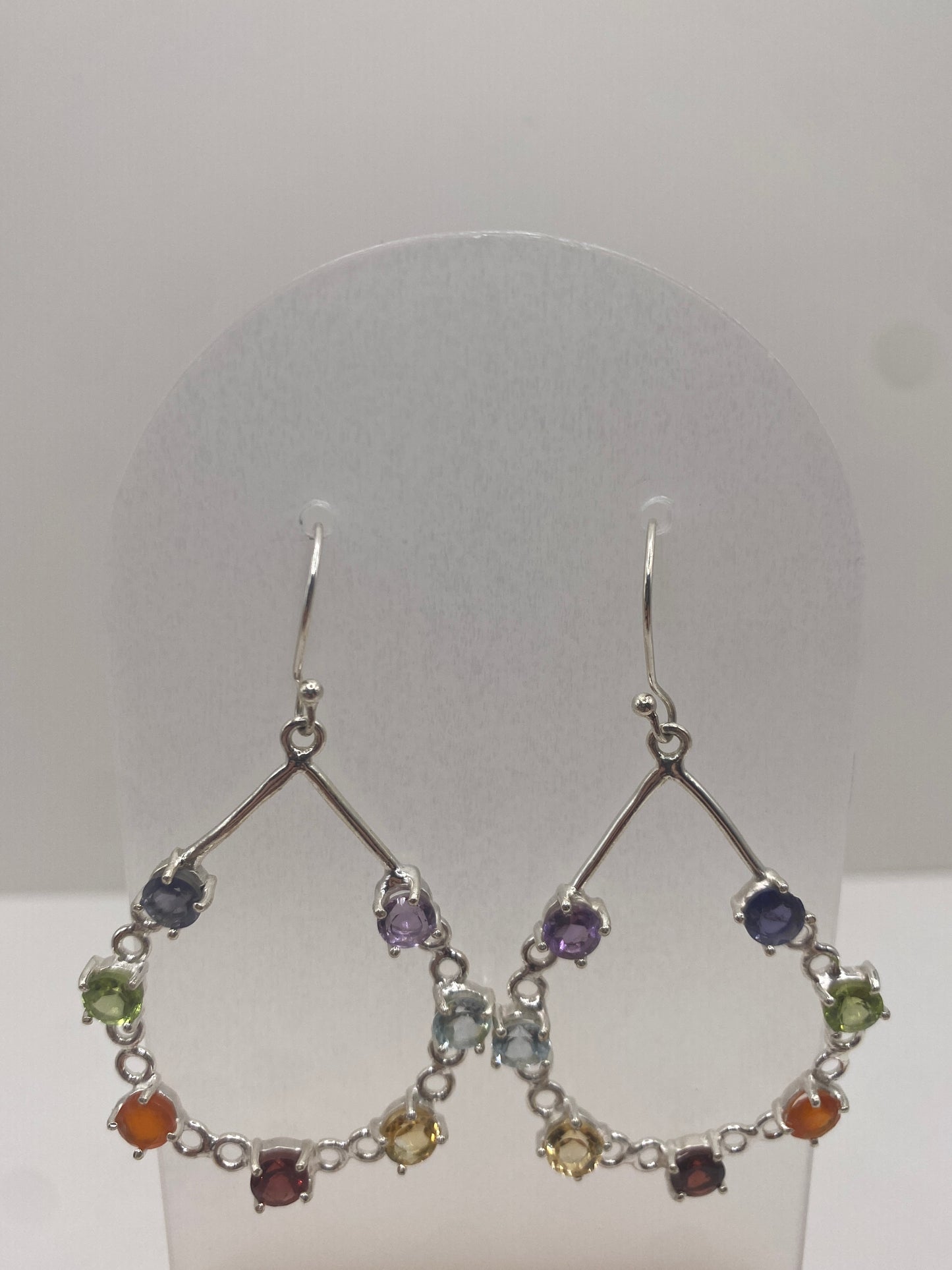 Chakra stone - amethyst, blue topaz, citrine, garnet, carnelian, peridot, and iolite sterling silver