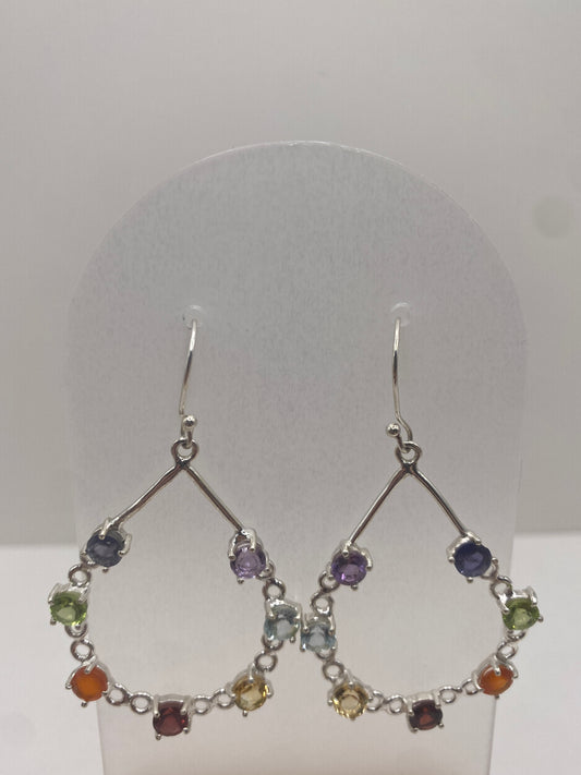 Chakra stone - amethyst, blue topaz, citrine, garnet, carnelian, peridot, and iolite sterling silver