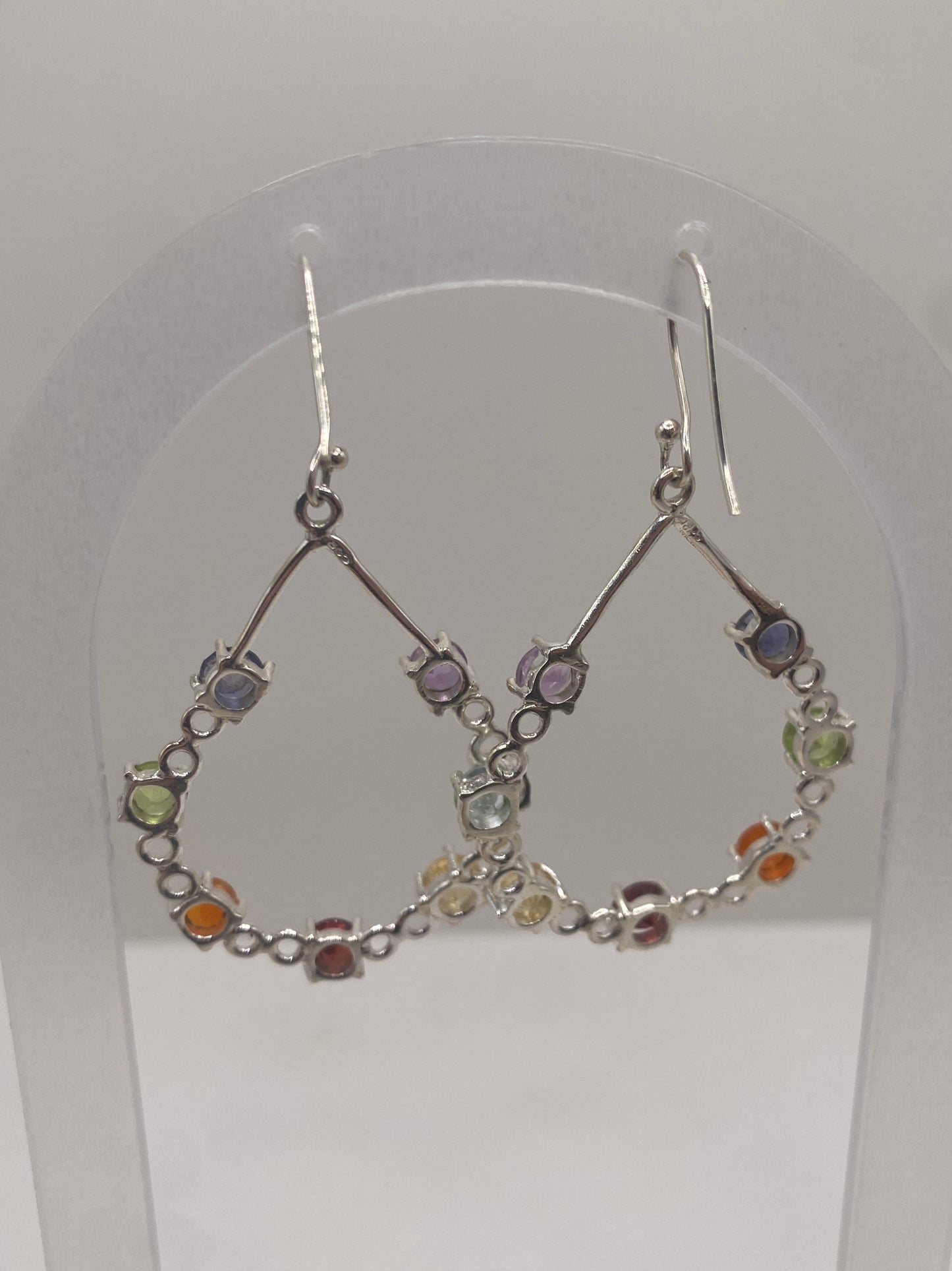 Chakra stone - amethyst, blue topaz, citrine, garnet, carnelian, peridot, and iolite sterling silver