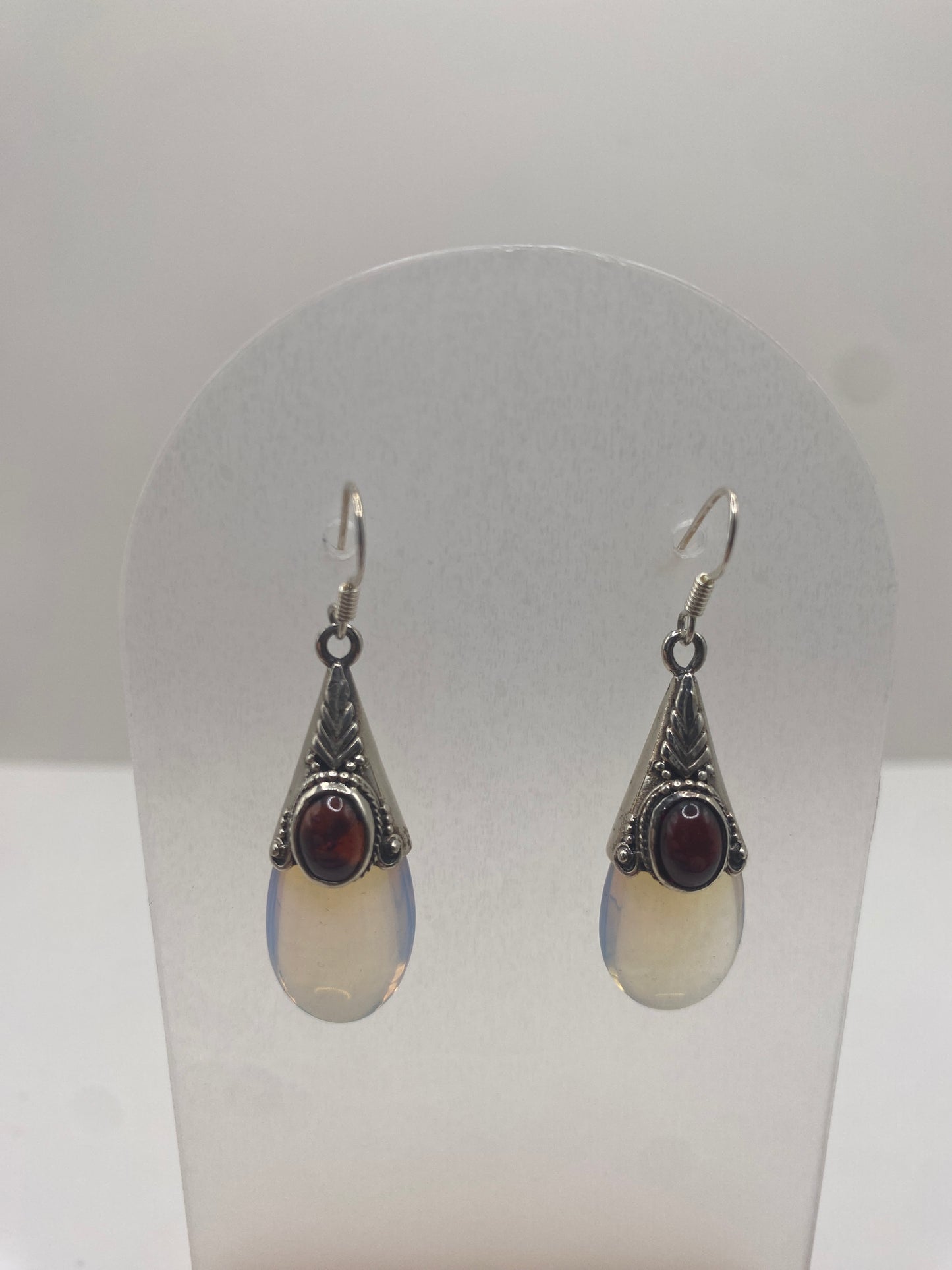 Opalite and garnet sterling silver