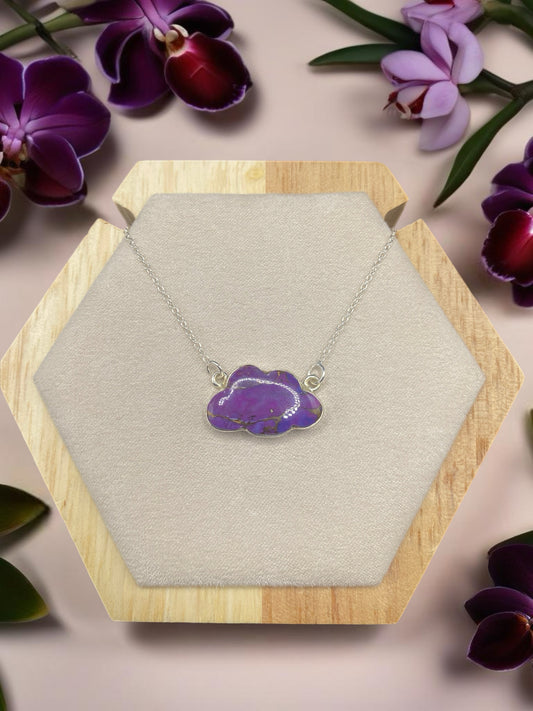 Purple turquoise necklace 18in Sterling Silver