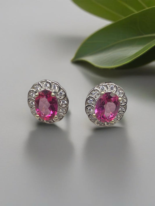 Pink topaz and quartz sterling silver