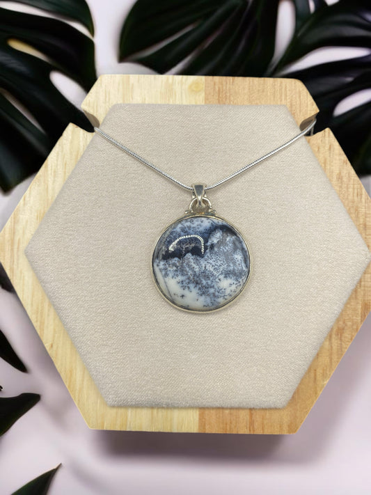 Dendritic agate necklace Sterling Silver