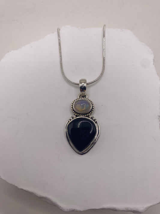 Onyx + Ethiopian fire opal Sterling Silver