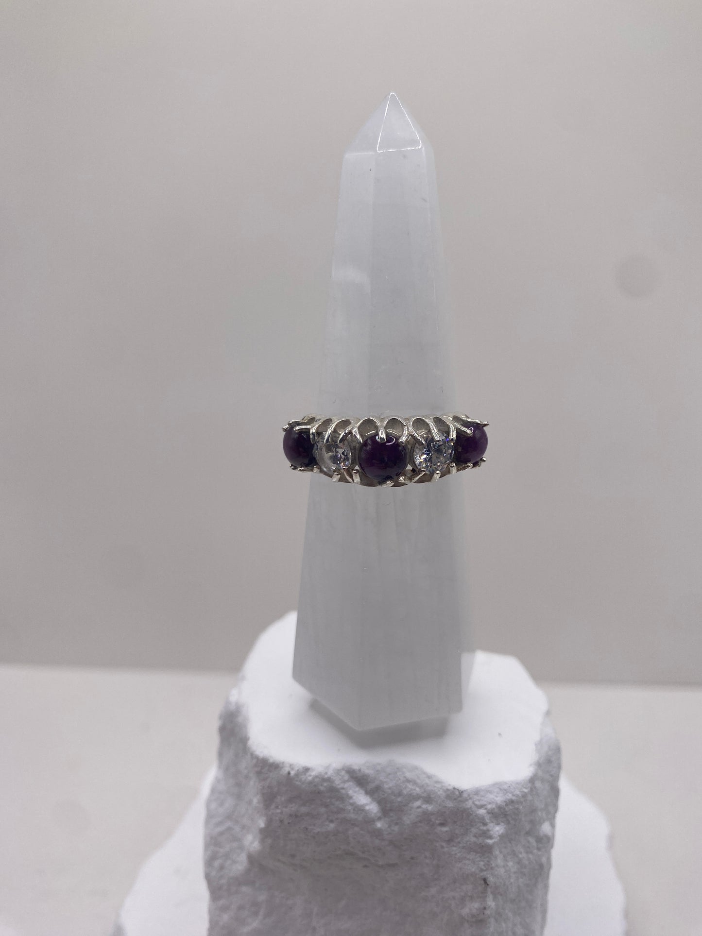 Size 9.75 ruby and quartz sterling silver