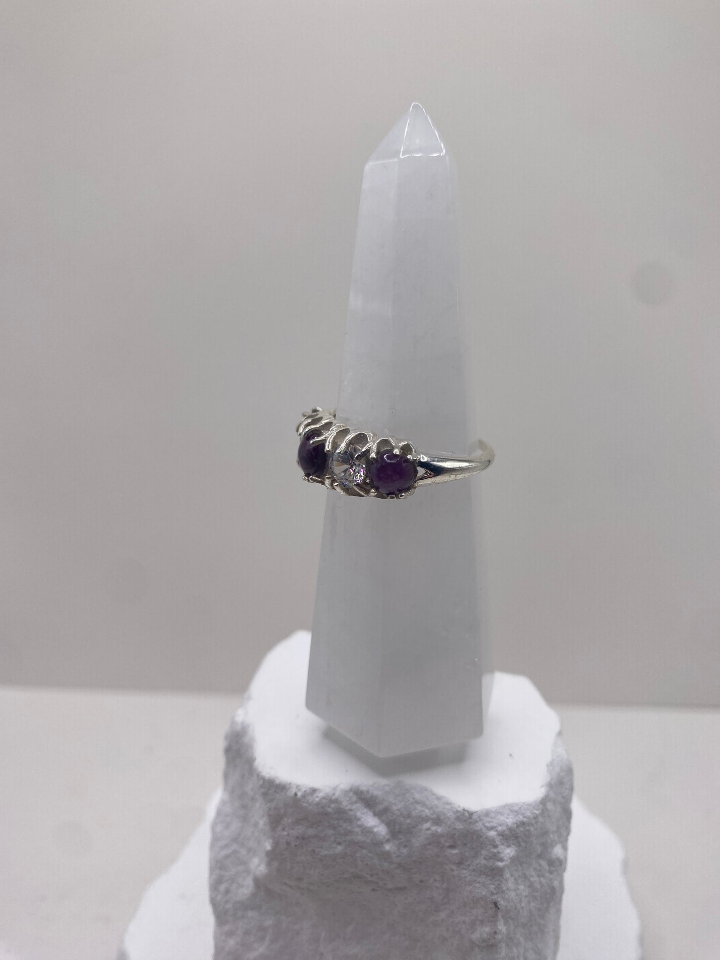 Size 9.75 ruby and quartz sterling silver