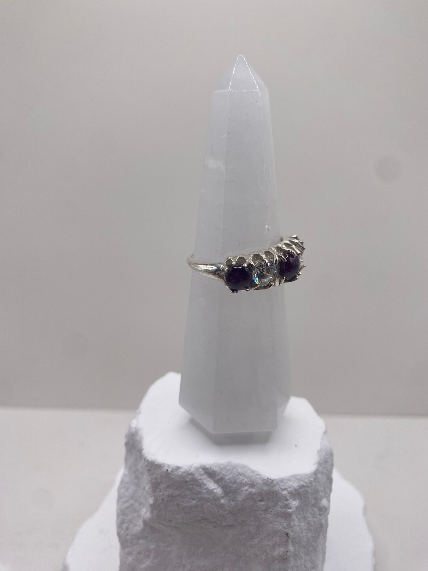 Size 9.75 ruby and quartz sterling silver