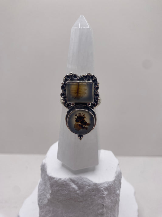 Size 10.25 dendritic agate sterling silver