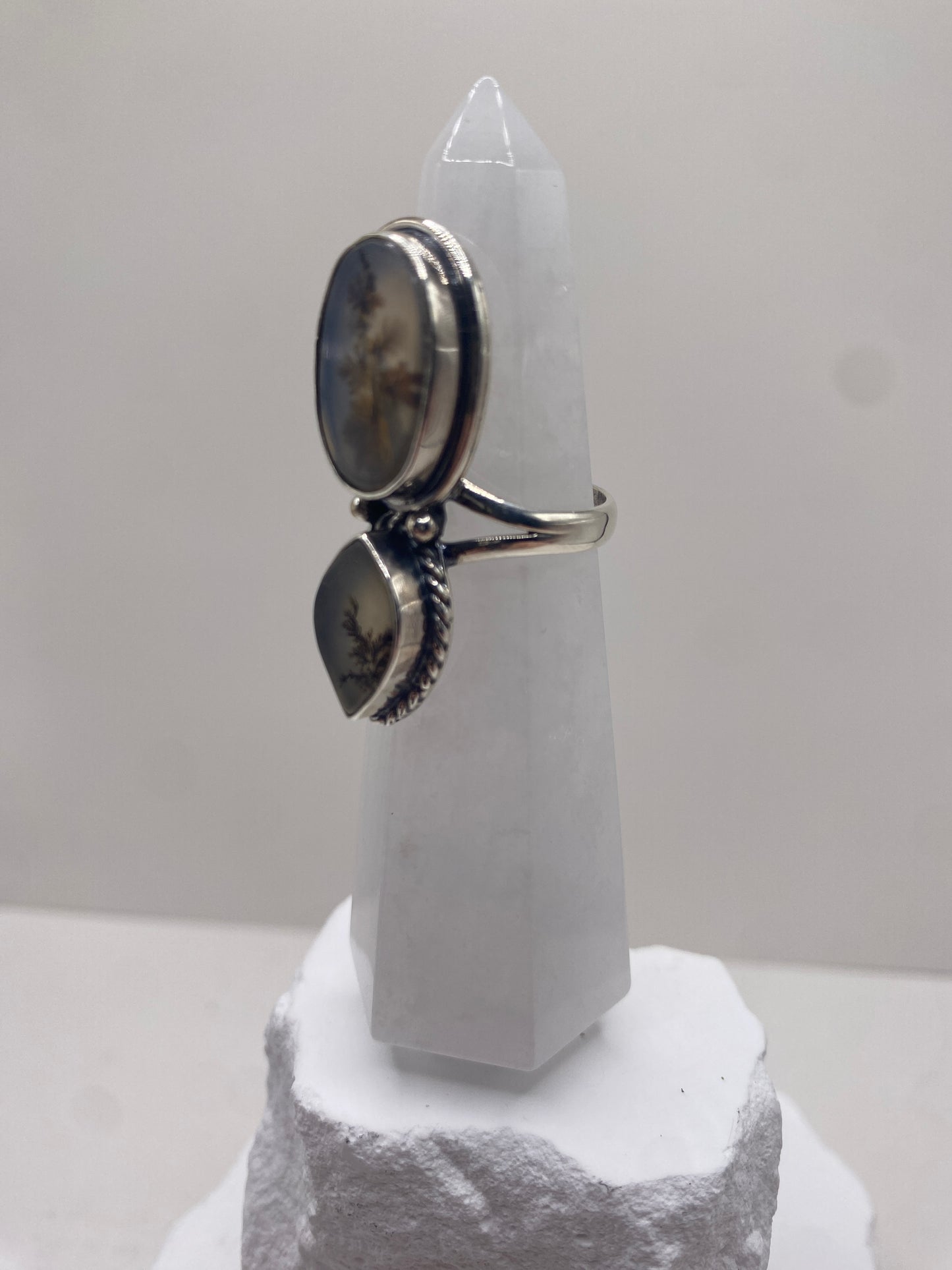 Size 7.25 dendritic agate sterling silver