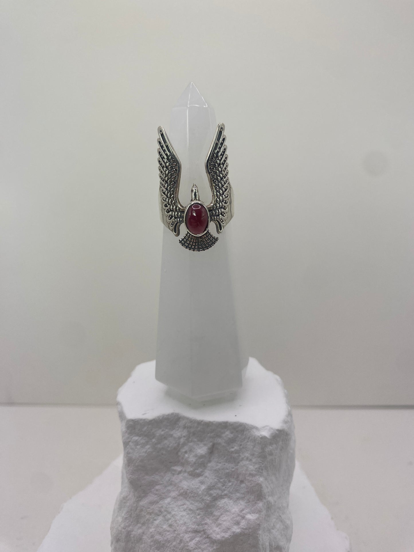 Size 7 garnet sterling silver