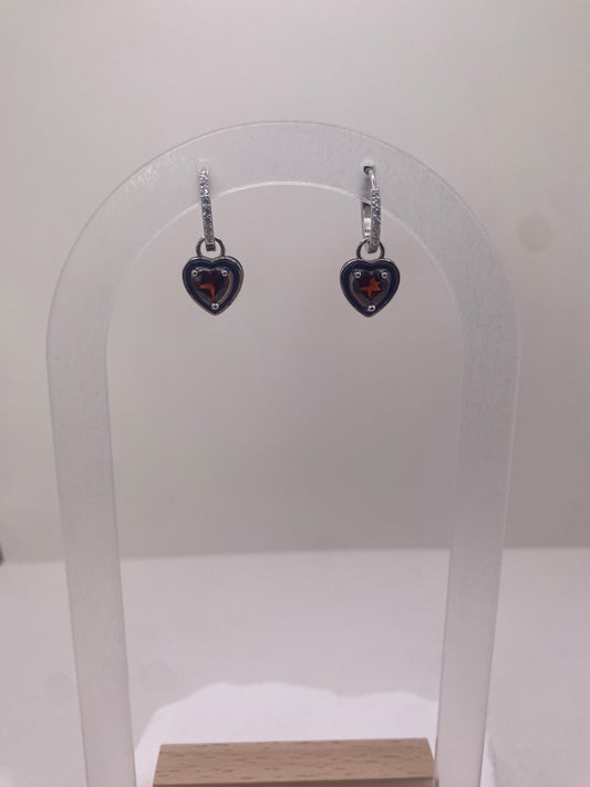 Garnet hoops with quartz sterling silver
