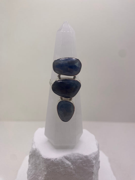 Size 9 blue sapphire sterling silver