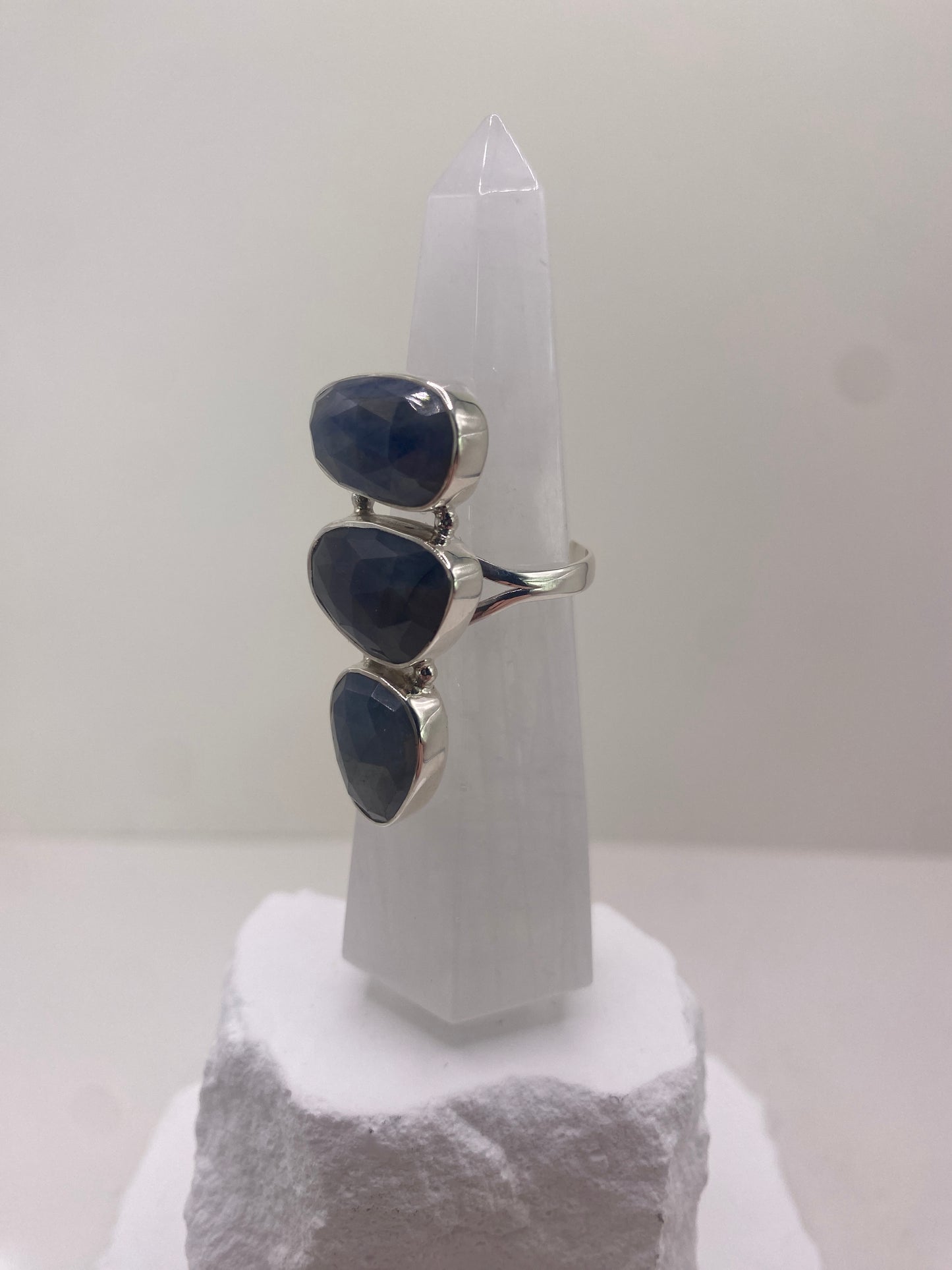 Size 9 blue sapphire sterling silver