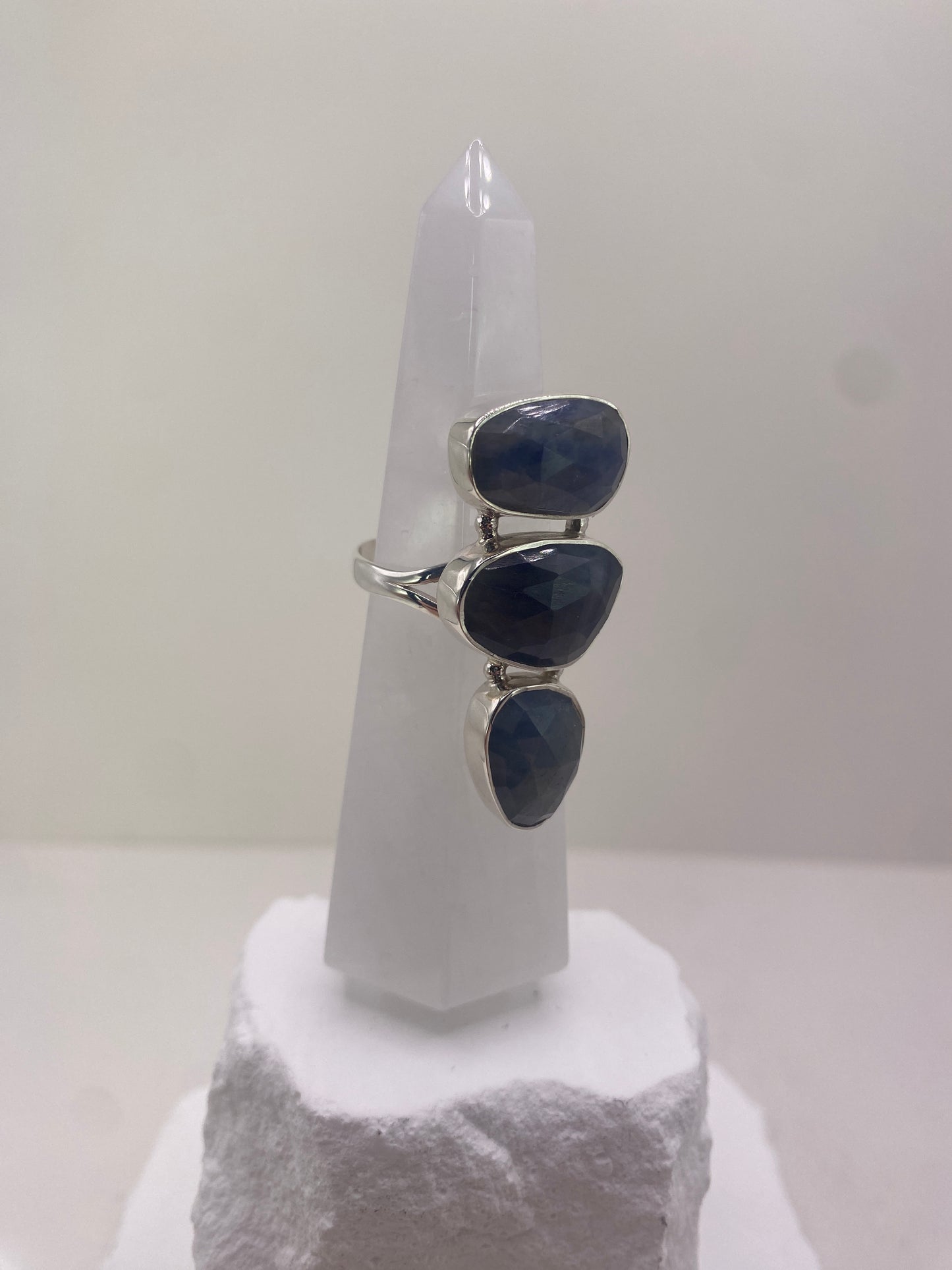 Size 9 blue sapphire sterling silver