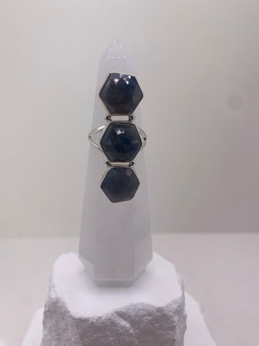Size 7 blue sapphire sterling silver