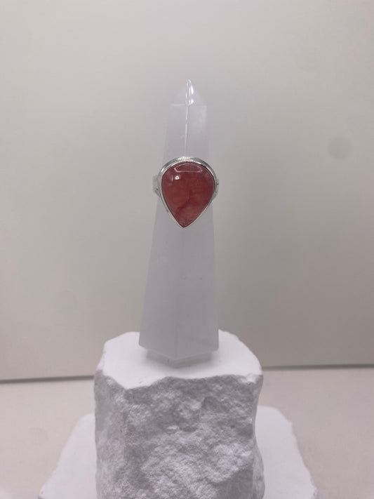 Size 6 gem rhodochrosite sterling silver