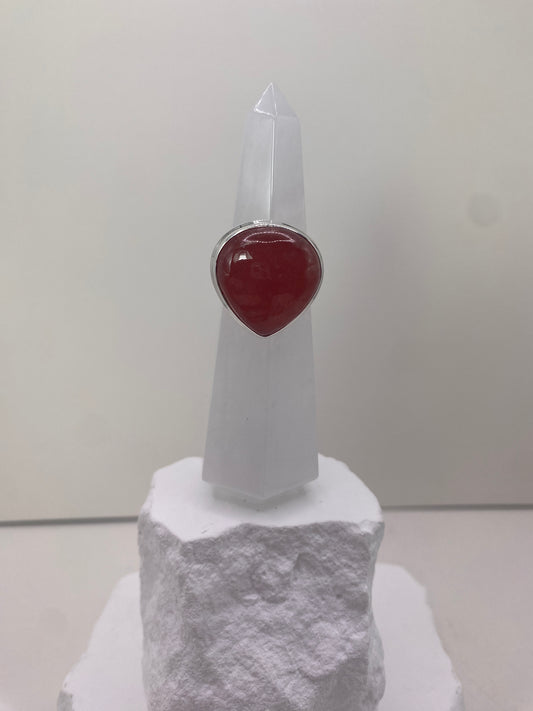 Size 8 gem rhodochrosite sterling silver
