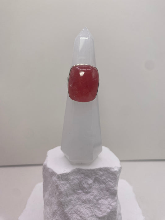 Size 6.75 gem rhodochrosite sterling silver