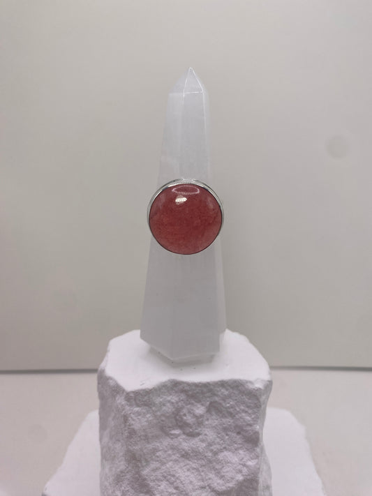 Size 9 gem rhodochrosite sterling silver