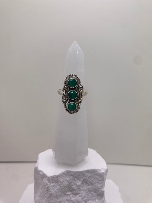 Size 7.25 emerald sterling silver