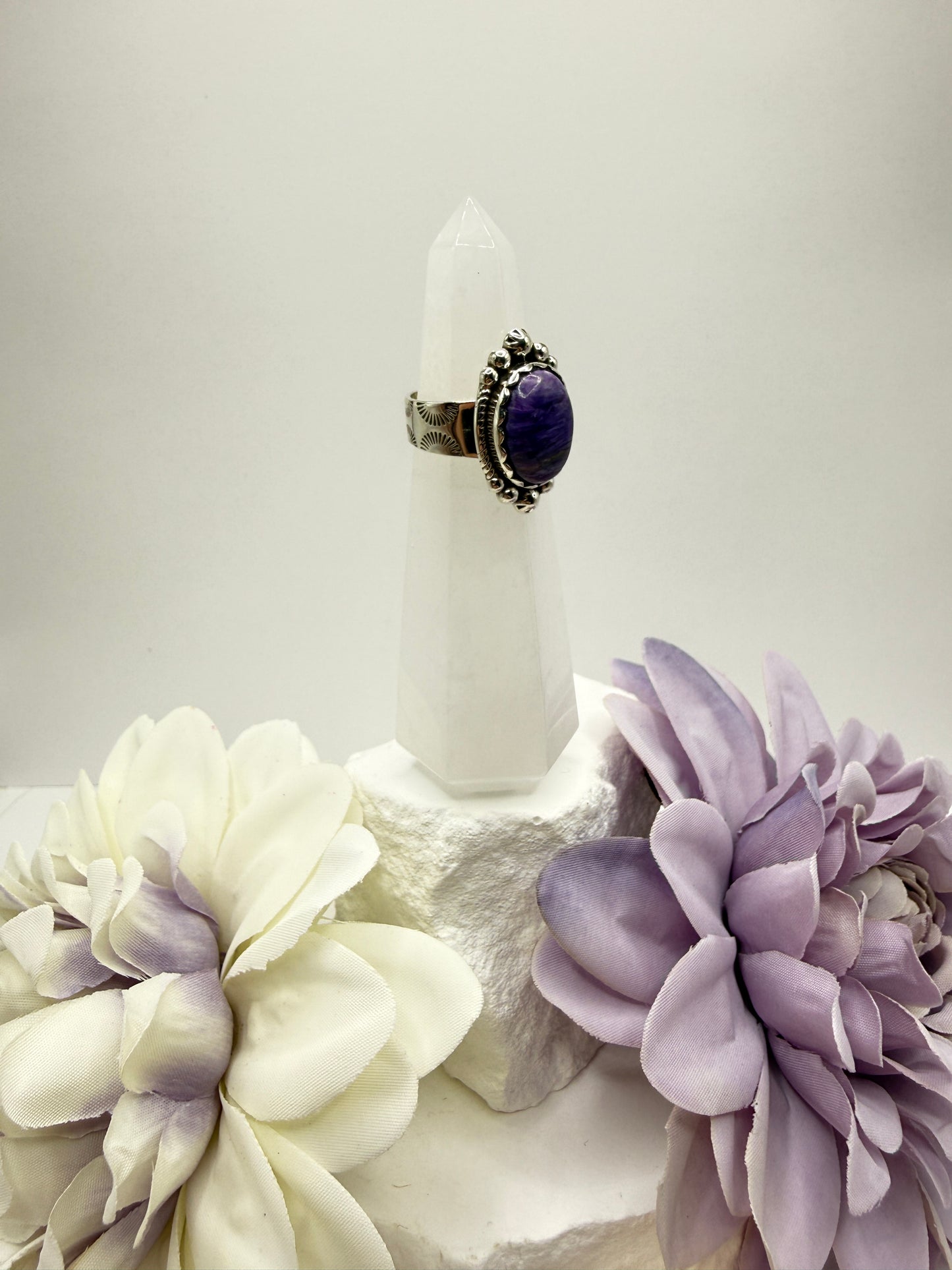 Charoite size 6.25 sterling silver