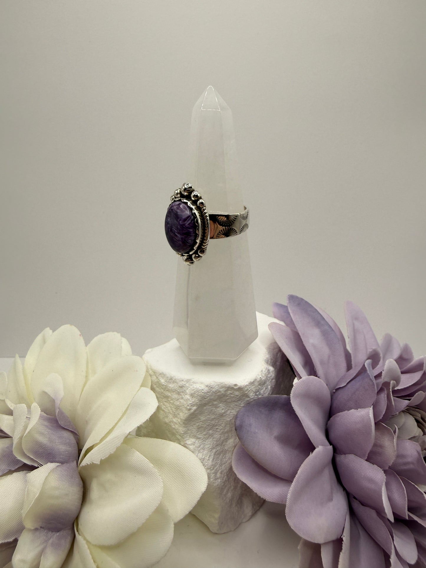 Charoite size 9 sterling silver
