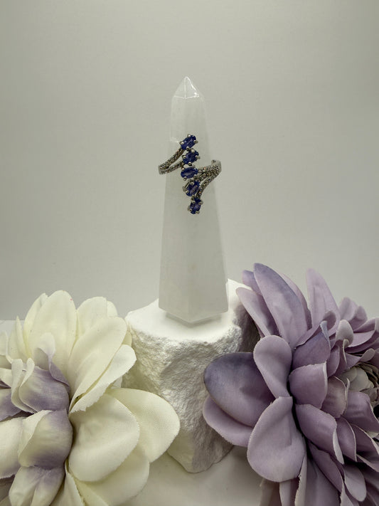 Tanzanite and quartz size 6 sterling silver