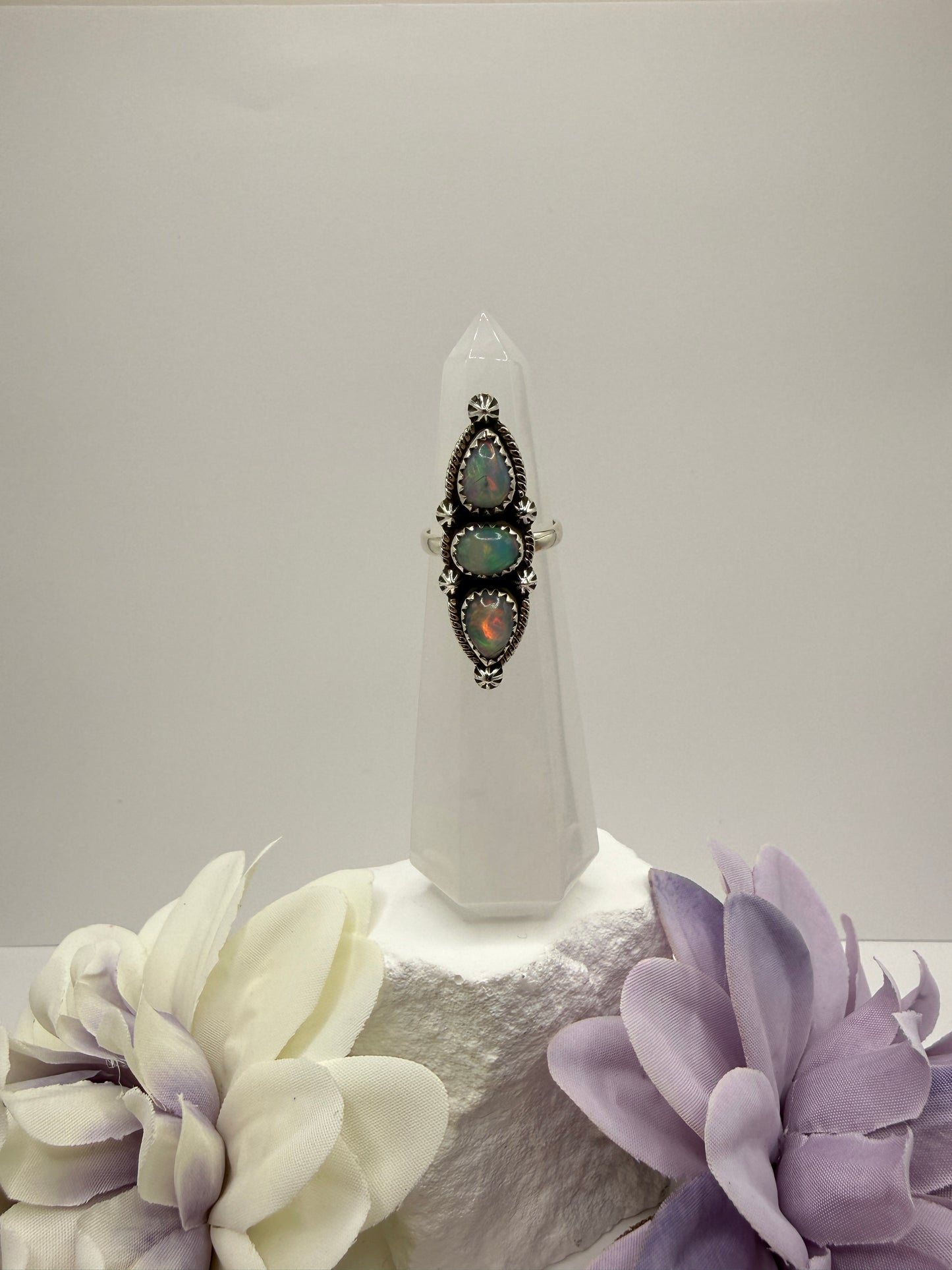 Ethiopian fire opal size 6.5 sterling silver