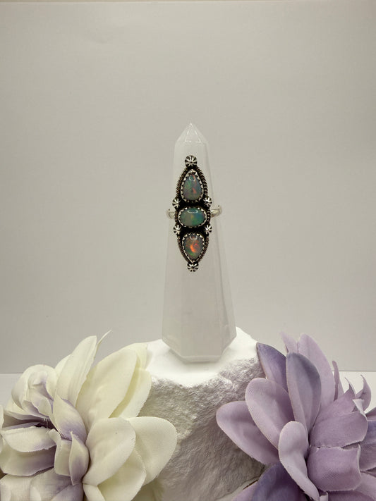 Ethiopian fire opal size 6.5 sterling silver