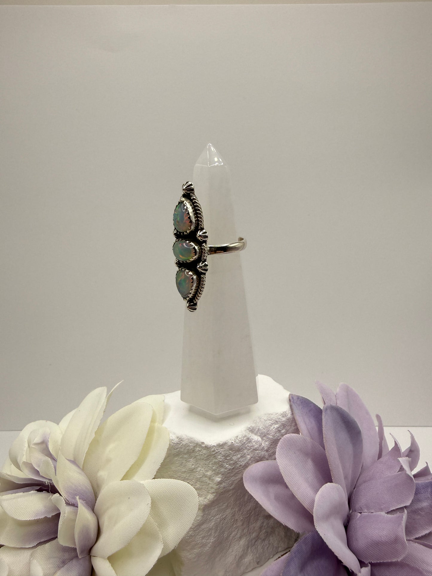 Ethiopian fire opal size 6.5 sterling silver