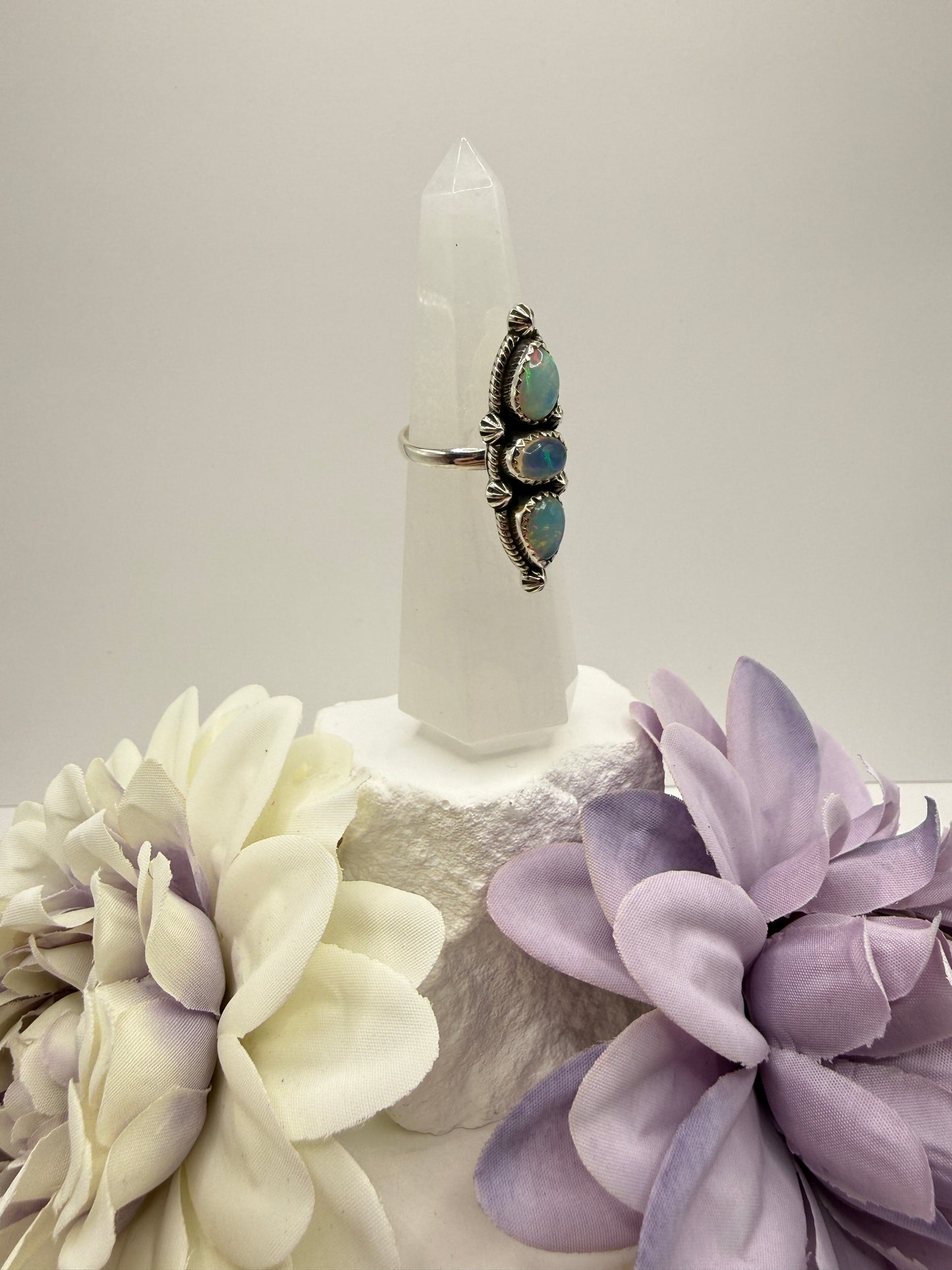 Ethiopian fire opal size 9.25 sterling silver