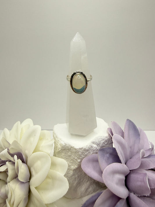 Ethiopian fire opal size 8 sterling silver